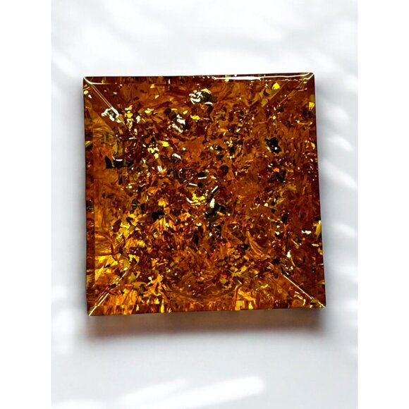 Handmade Gold Pyramid With Hamsa Hand Design & Chakra Energy Symbol - Picture 10 of 10